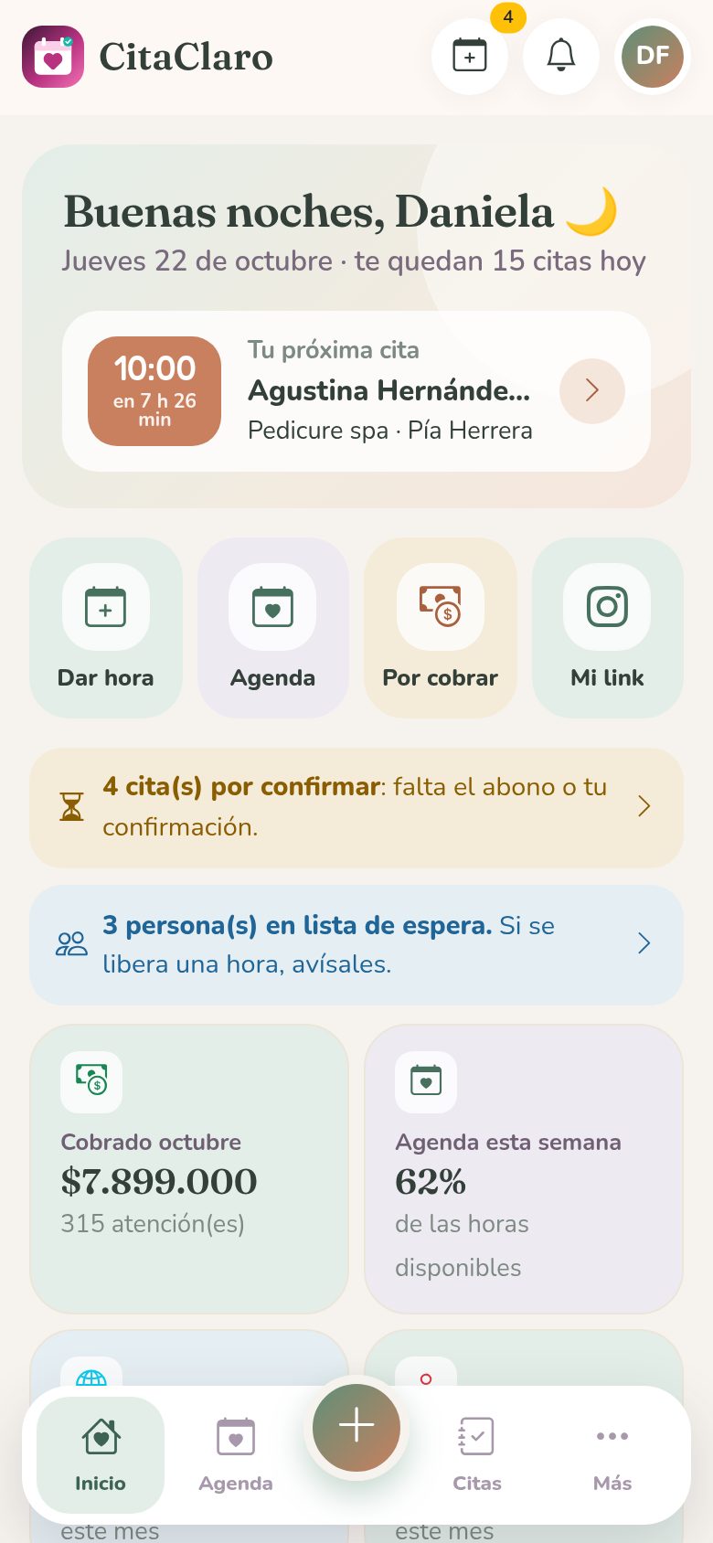 CitaClaro con el diseño Spa natural